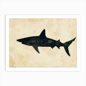 Blue Shark Grey Silhouette 1 Art Print