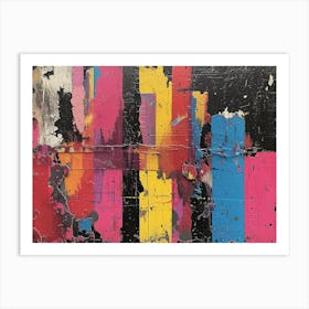 Analog Fusion: A Tapestry of Mixed Media Masterpieces Abstract Painting 3 Art Print