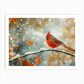 Cardinal In The Snow 1 Art Print