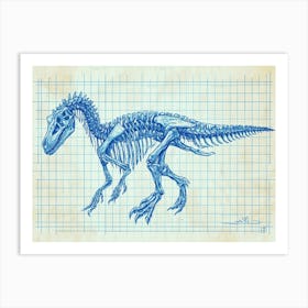 Corythosaurus Skeleton Hand Drawn Blueprint 3 Art Print