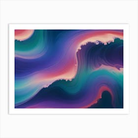 A Vibrant, Abstract Image With Flowing, Wavy Lines In Shades Of Purple, Blue, Teal, And Pink Art Print