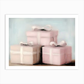 Three Pink Gift Boxes Art Print