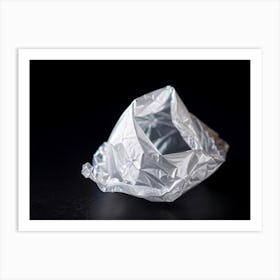 Crumpled Plastic Wrapper Casting Faint Shadows On A Clean Pitch Black Background Macro Perspective 2 Art Print