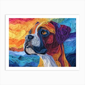 Boxer Paper Quill Dog Portrait II Art Print