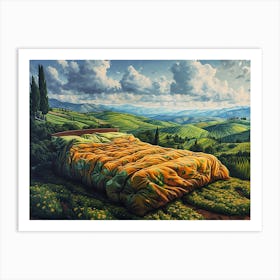 Bed in the landscape Art Print