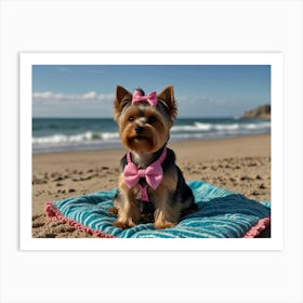 Yorkie On The Beach Art Print