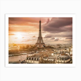 Sunset In Paris Art Print