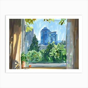 Vancouver From The Window View Painting 3 Art Print