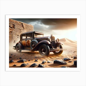 Old Car In The Desert Art Print