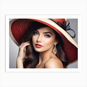 Seductive Woman In A Hat Art Print