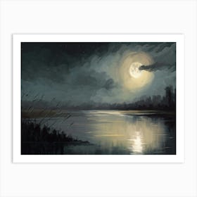 Moonlight Over The Water Art Print