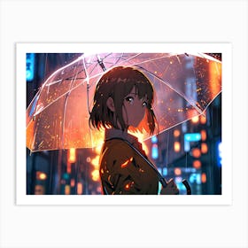 Anime Girl With Umbrella Art Print