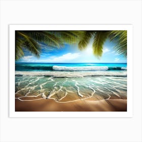 Beach With Palm Trees 1 Art Print