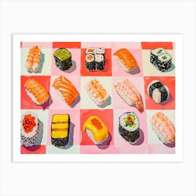 Sushi Pink Checkerboard 1 Art Print