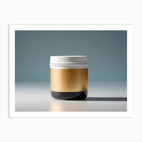 Photo Of A White And Gold Container On A Gray Background Art Print