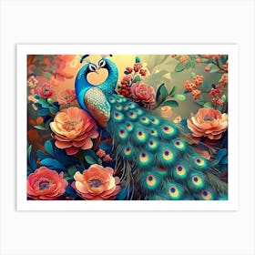 Peacock Painting 11 Art Print