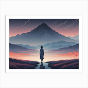 Woman In The Mountains Art Print