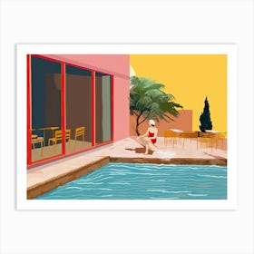 Woman By The Pool, Hockney Style Art Print