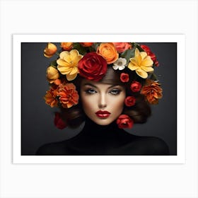 Fashion Woman With Flowers 44 Art Print