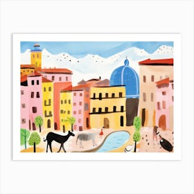 Bologna Italy Cute Watercolour Illustration 3 Art Print