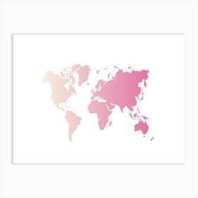 Pink World Map 1 Art Print