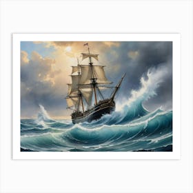 Ship In Rough Seas 3 Art Print