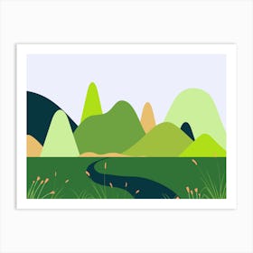 Landscape With Mountains 2 Art Print