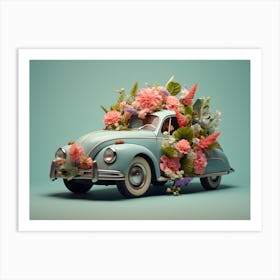 Vintage Car With Flowers 03 Art Print