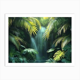 Waterfall In The Jungle 4 Art Print