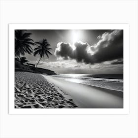 Black And White Beach 24 Art Print