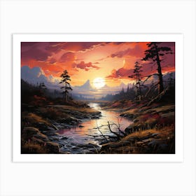 Sunset In The Mountains Art Print