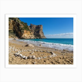 Beach, cliffs and Mediterranean Sea. Cala Moraig Art Print