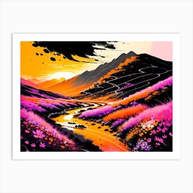 Sunset In The Mountains Art Print