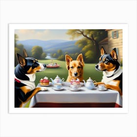 Dogs At Tea Party 1 Art Print