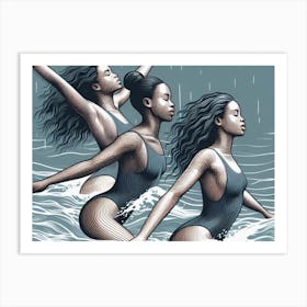 African beauty swimming wall art poster Art Print