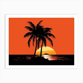 Sunset Palm Trees Art Print 1 Art Print