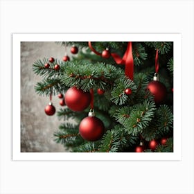 Christmas Tree With Red Ornaments Art Print