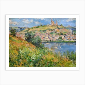 Tranquil Lakeside Vista Painting Inspired By Paul Cezanne Art Print