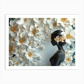 Portrait Of A Woman With Flowers 1 Art Print