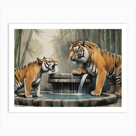 Parental Dispute - Tiger with cub Art Print