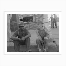 Men Sitting On Curb Talking, Muskogee, Oklahoma By Russell Lee Art Print