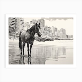 A Horse Oil Painting In Ipanema Beach, Brazil, Landscape 2 Art Print