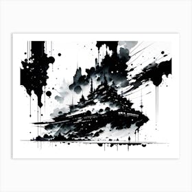 Black Splatter Painting Art Print