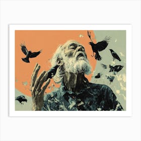 Old Man With Birds Art Print