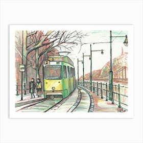Sunny Tram Of Budapest Art Print