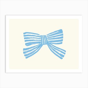 Blue Stripe Bow Ribbon - Light Blue Art Print