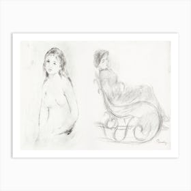 Study For A Female Bather (1906) And Woman Seated In A Chair (1883), Pierre Auguste Renoir Art Print
