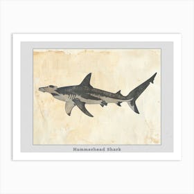 Hammerhead Shark Grey Silhouette 12 Poster Art Print