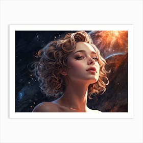 Girl In Space Art Print