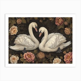 Floral Animal Illustration Swan 2 Art Print